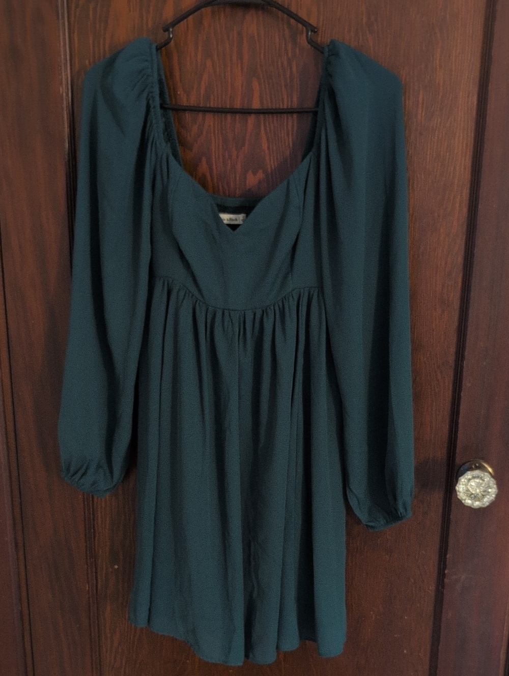 Abercrombie & Fitch Teal Scoop-Neck Long Sleeve Mini Dress